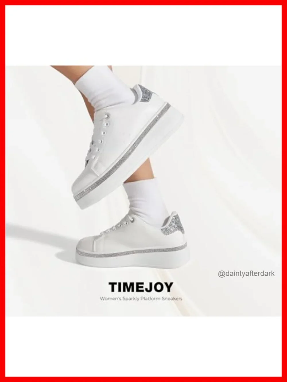 Glitter Platform Sneakers Women's Low Top Lace Up Anti-Slip Streetwear